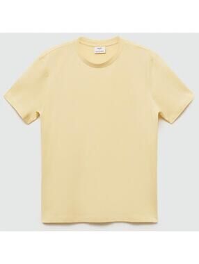 Mango Slim-Fit Cotton T-Shirt NWT Pastel Yellow Men's XS